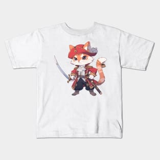 Pirate Swashbuckler Cat Hero Kids T-Shirt